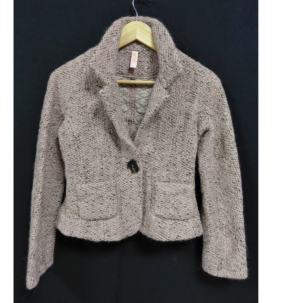 GREGORY Wool Alpaca Blend Jacket Beige Woven Women See Measurements